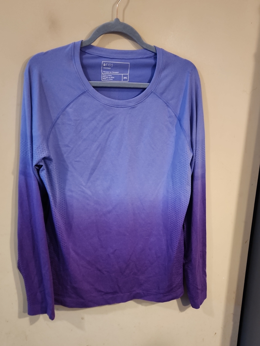 Figs Ombre Long Sleeve Top in Lavender and Deep Purple